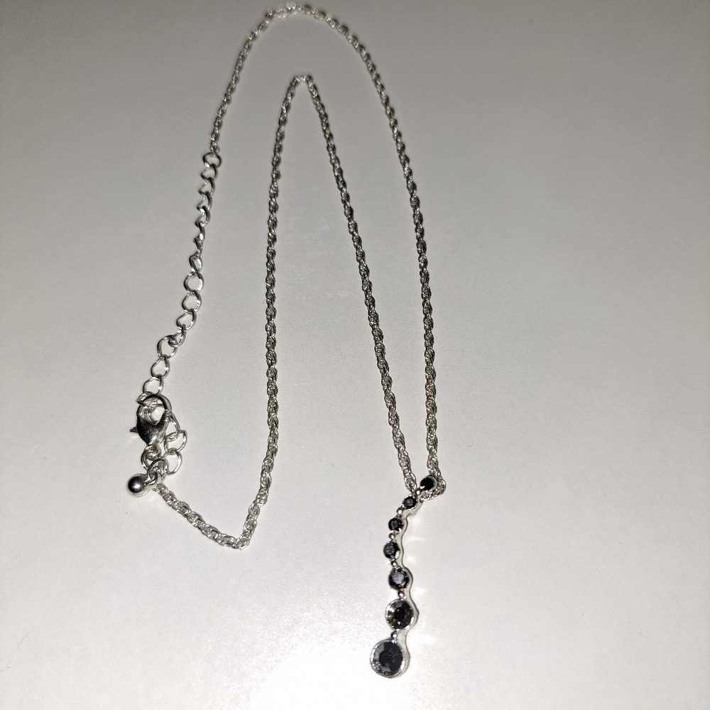 Silver Necklace with Black Stones